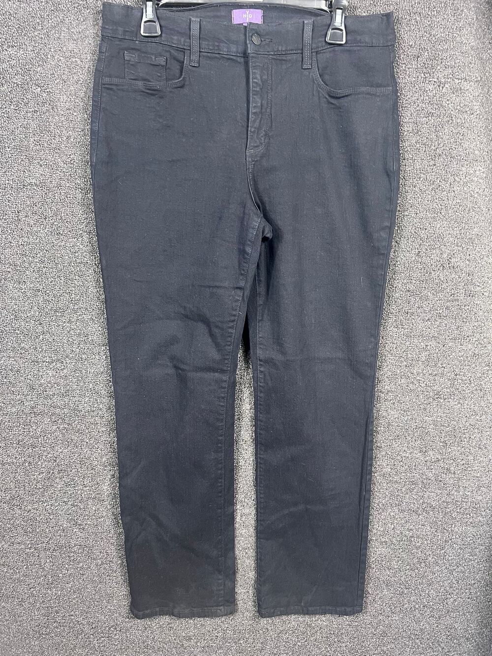 NYDJ Jeans Womens 12P Black Straight Leg Lift Tuck Technology Stretch Pants USA